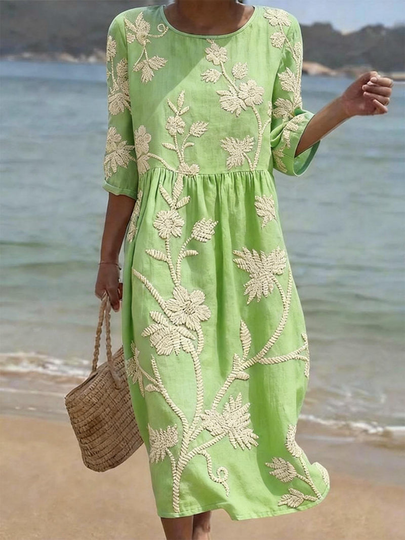 Allura | Women's Round Neck Flowy Wedding Guest Dress
