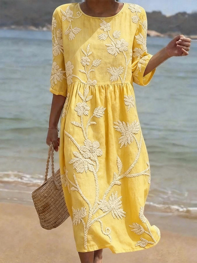 Allura | Women's Round Neck Flowy Wedding Guest Dress