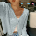 Almira | Women's Long Sleeve V Neck Cropped Cardigan