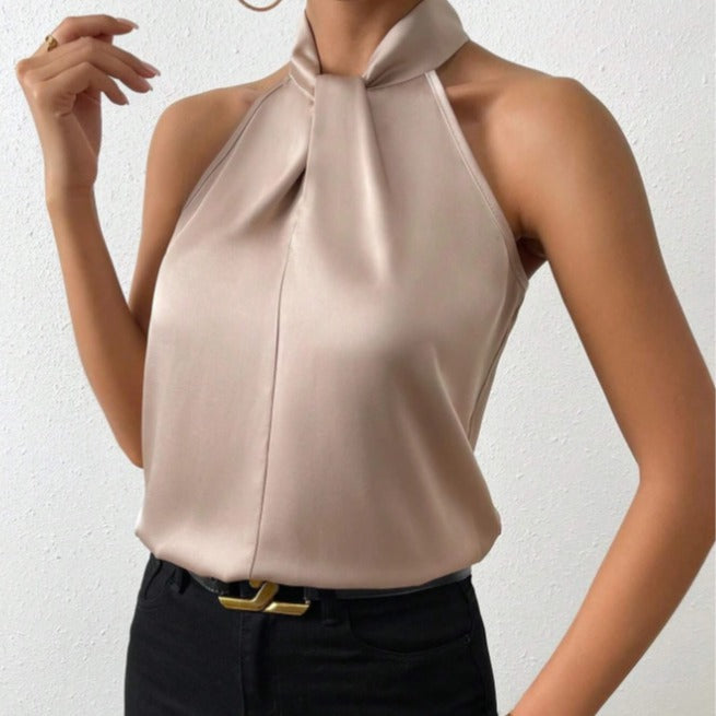 Alona | Women's Halter Twist Neck Sleeveless Top