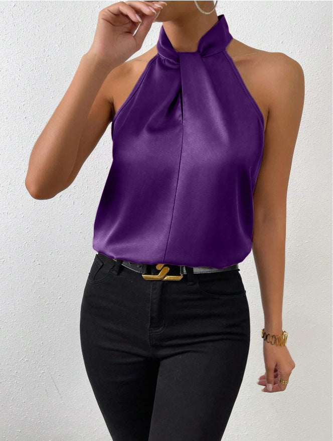 Alona | Women's Halter Twist Neck Sleeveless Top