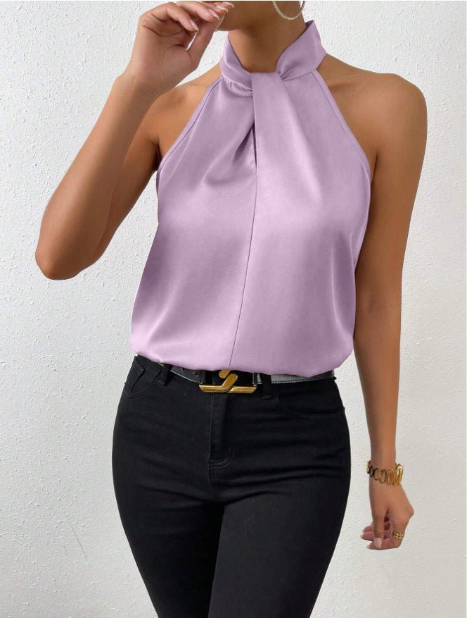 Alona | Women's Halter Twist Neck Sleeveless Top