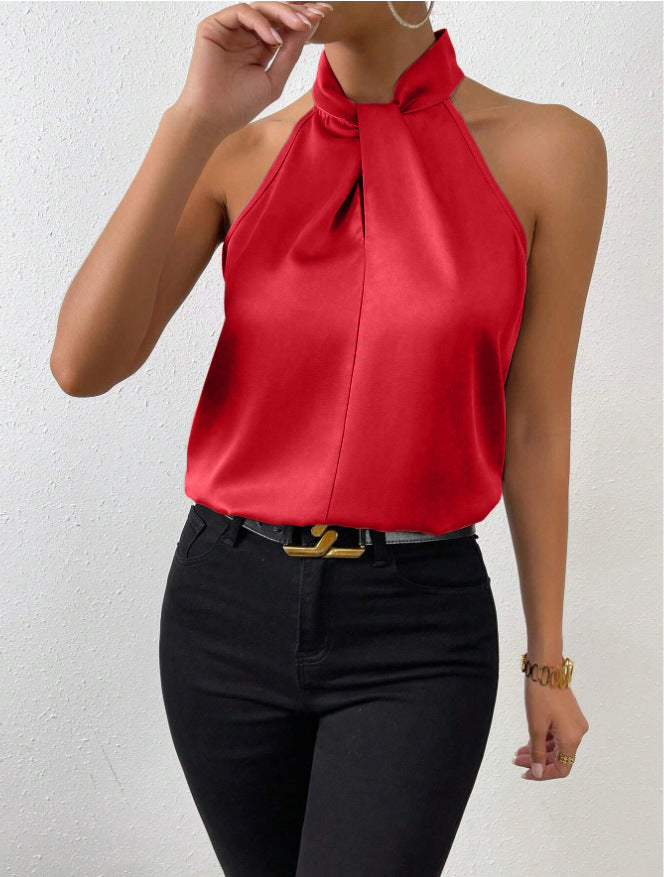 Alona | Women's Halter Twist Neck Sleeveless Top