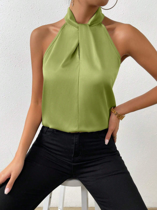 Alona | Women's Halter Twist Neck Sleeveless Top