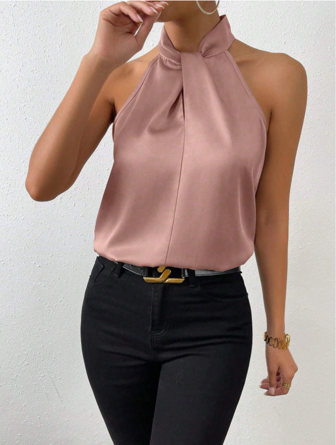 Alona | Women's Halter Twist Neck Sleeveless Top