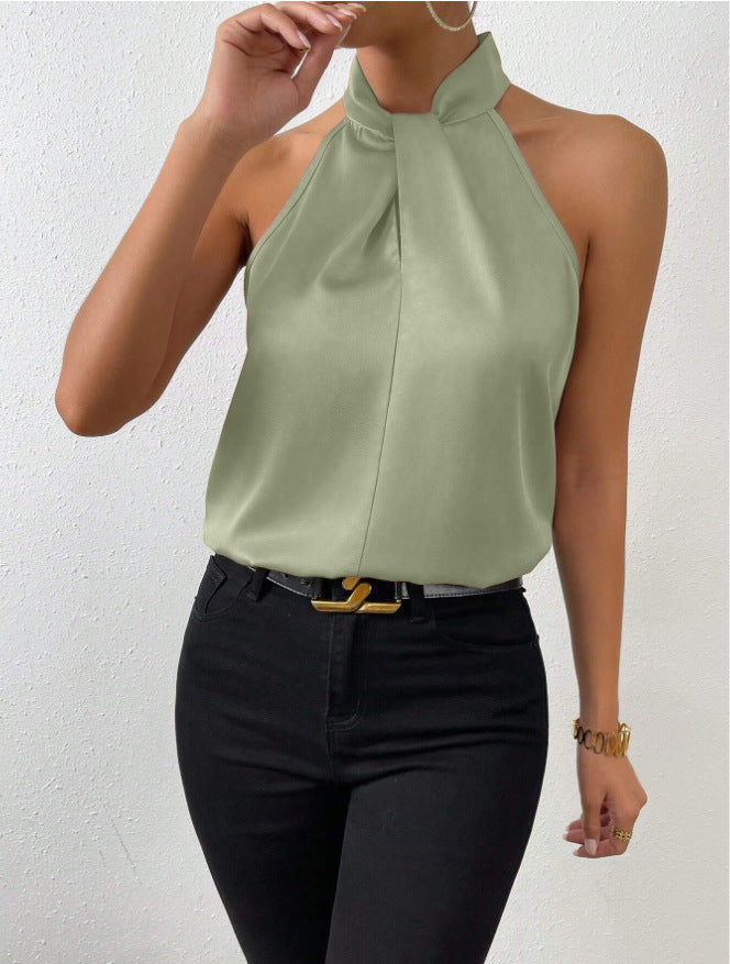 Alona | Women's Halter Twist Neck Sleeveless Top