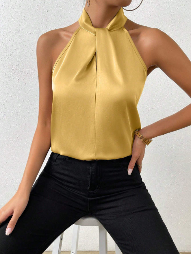 Alona | Women's Halter Twist Neck Sleeveless Top