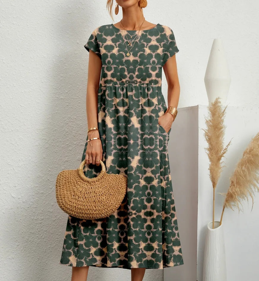 Alouette | Women's Floral Short Sleeve Flowy Midi Dress