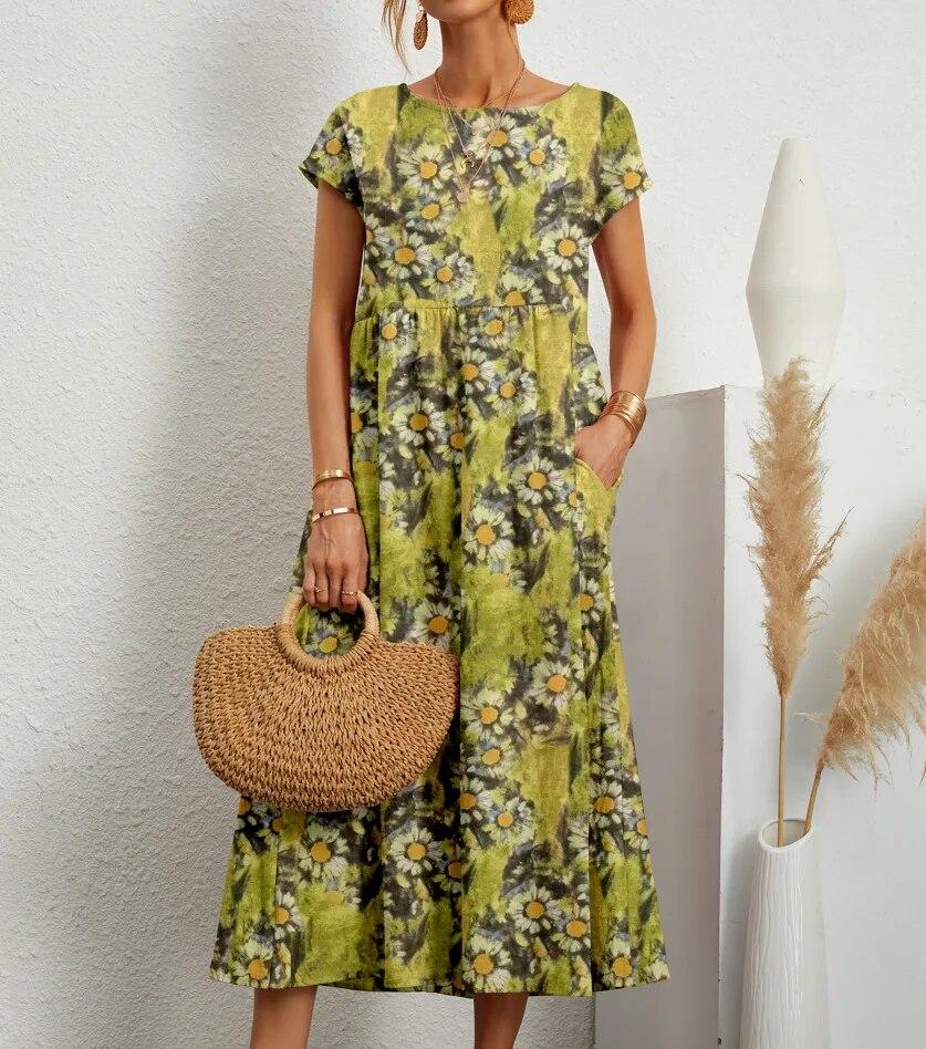 Alouette | Women's Floral Short Sleeve Flowy Midi Dress