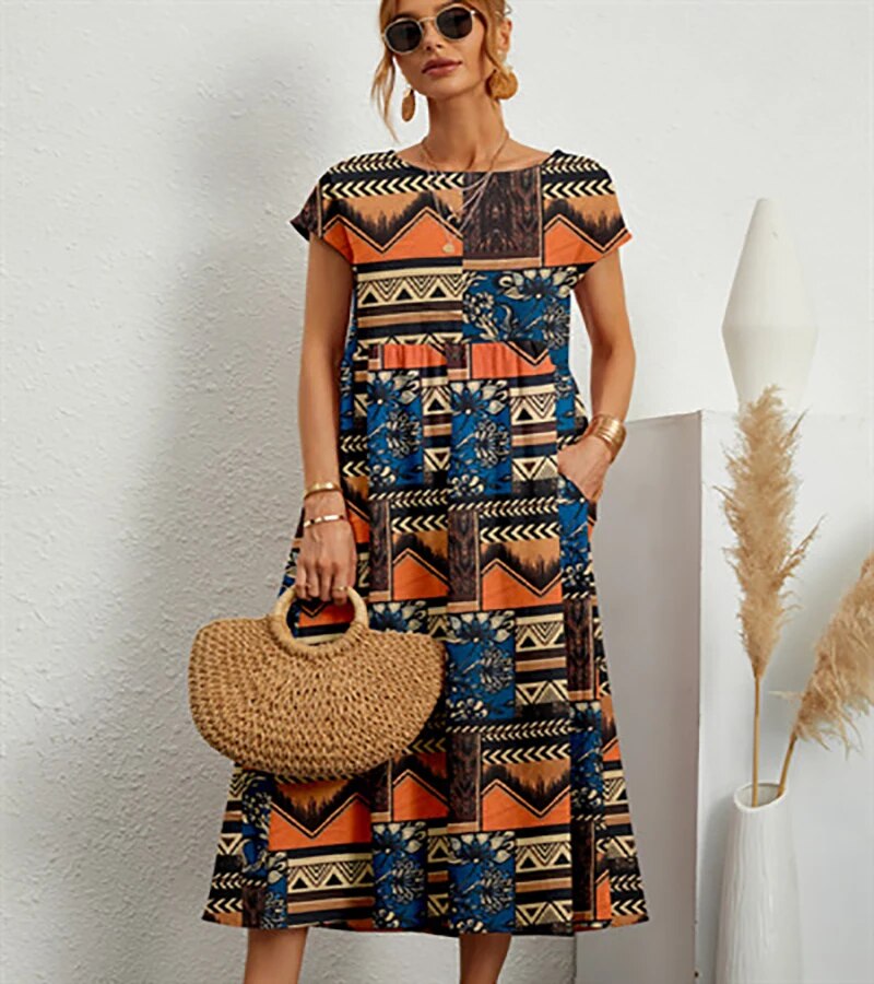 Alouette | Women's Floral Short Sleeve Flowy Midi Dress