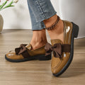 Althea | Women’s Low Block Heel Bow Detail Round Toe Ballet Flats