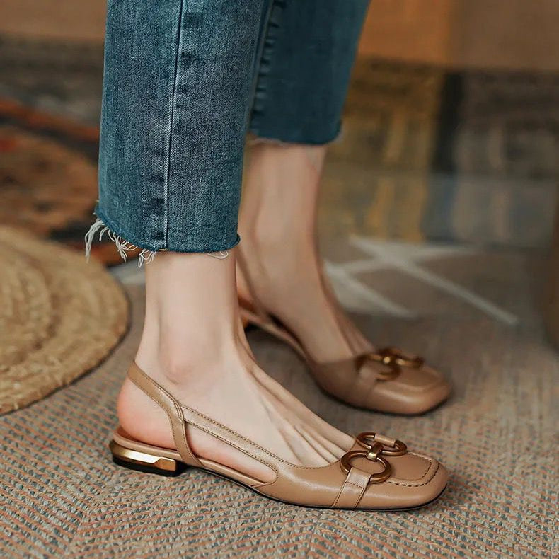 Alva | Women’s Square Toe Summer Slingback Flats