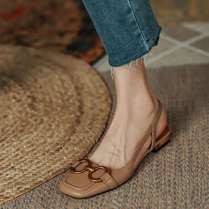 Alva | Women’s Square Toe Summer Slingback Flats