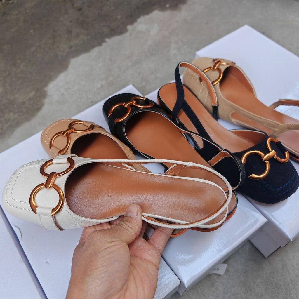 Alva | Women’s Square Toe Summer Slingback Flats