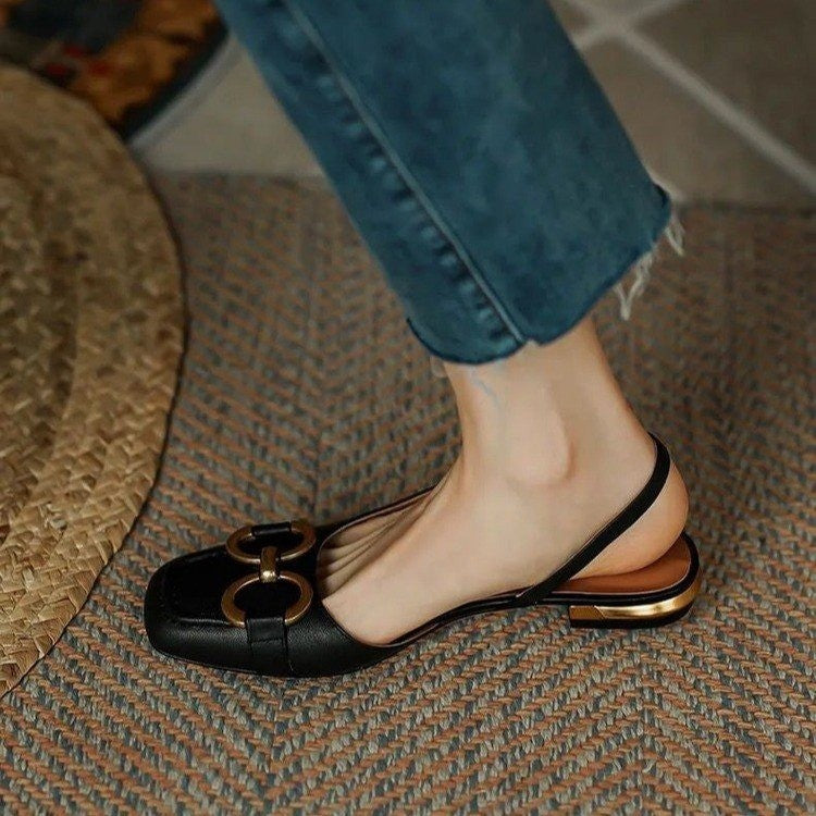Alva | Women’s Square Toe Summer Slingback Flats