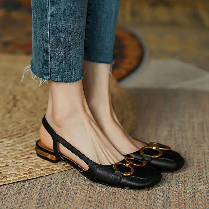 Alva | Women’s Square Toe Summer Slingback Flats