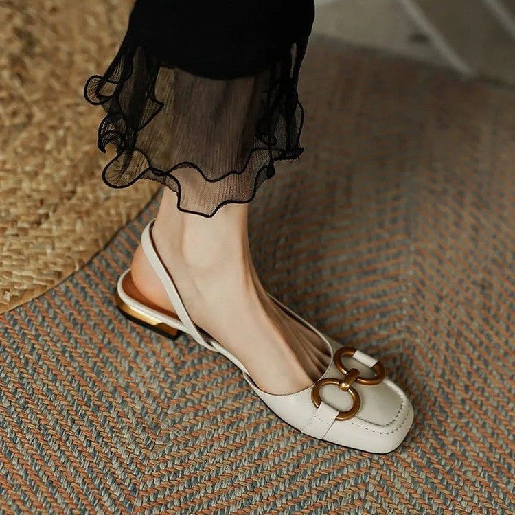 Alva | Women’s Square Toe Summer Slingback Flats