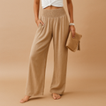 Alvana | Women's Smocked Waist Wide Leg Trousers