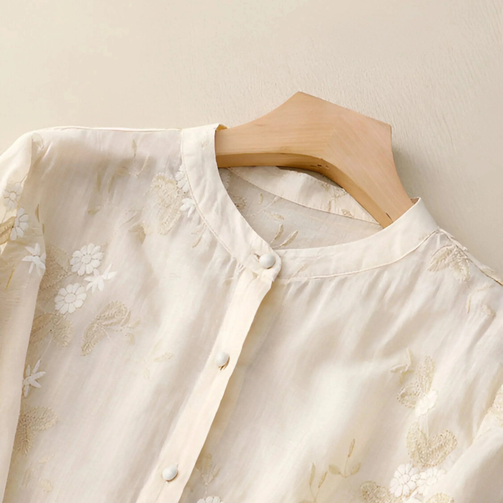 Alvera | Women's Button Front Stand Collar Floral Top