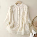 Alvera | Women's Button Front Stand Collar Floral Top