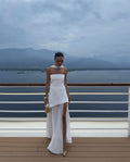 Alyanna | Women’s High Slit Strapless Flowy Wedding Guest Dress