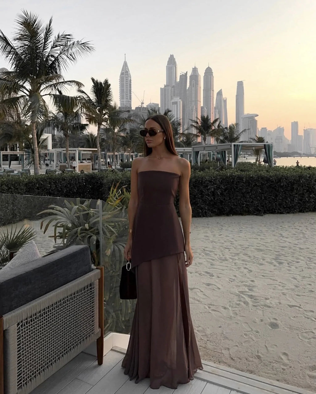 Alyanna | Women’s High Slit Strapless Flowy Wedding Guest Dress