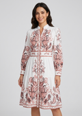 Amabel | Women's Patterned Long Sleeve Flowy Midi Dress