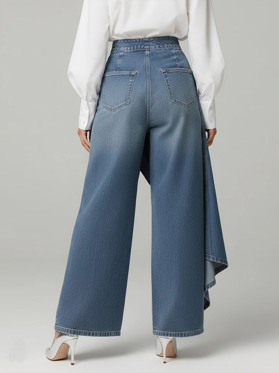 Amalia | Women's High Waist Asymmetric Wide Leg Jeans