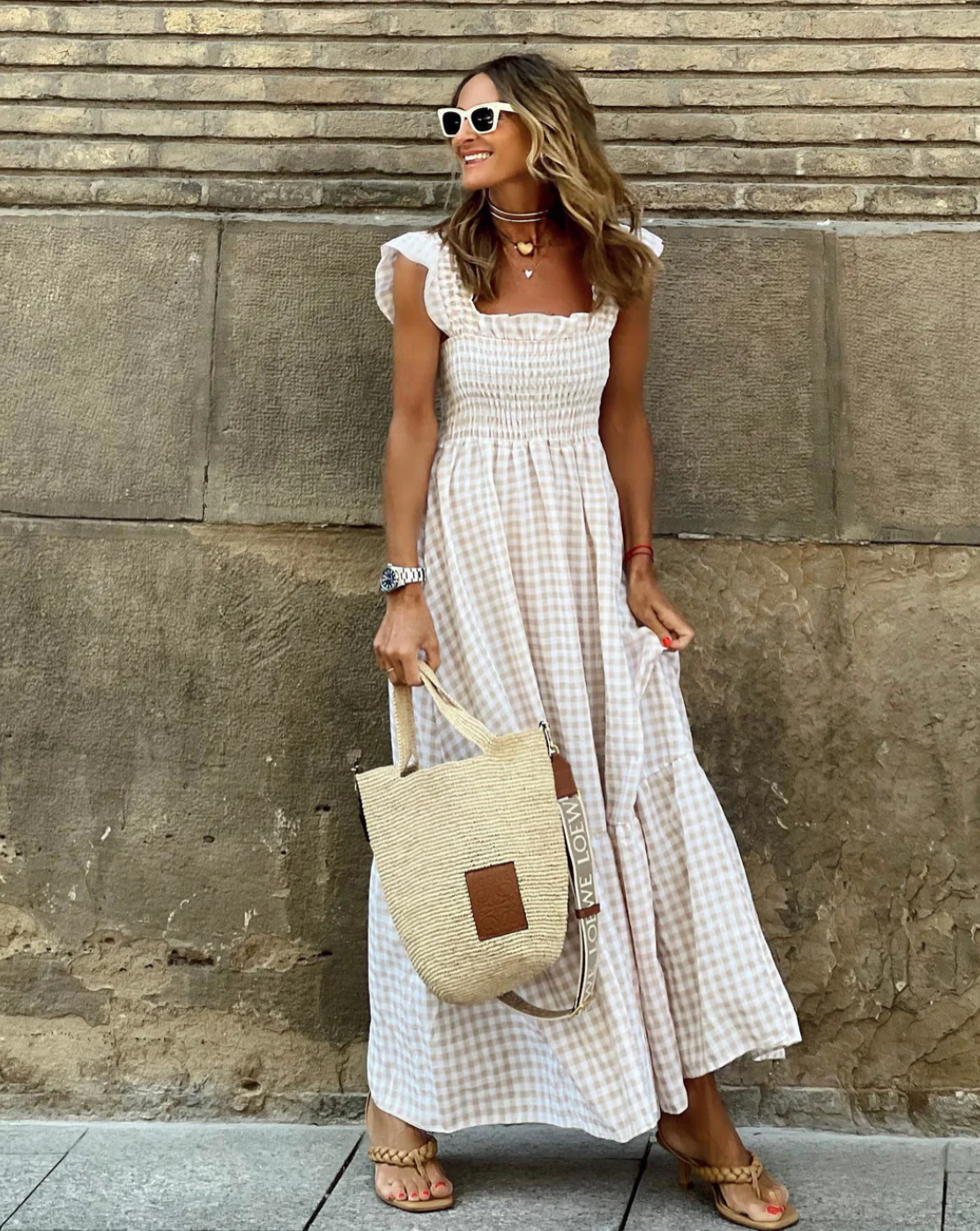 Amaliya | Women's Square Neck Ruffle Sleeve Flowy Maxi Dress