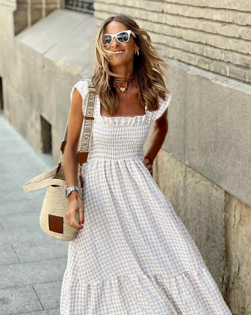 Amaliya | Women's Square Neck Ruffle Sleeve Flowy Maxi Dress