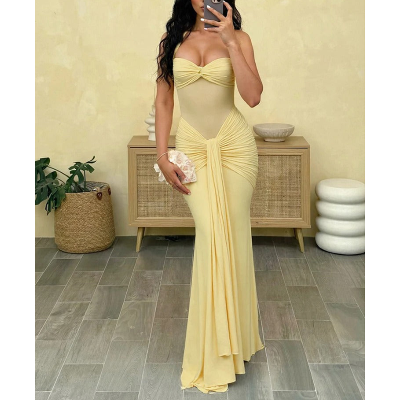 Amara | Women’s Open Back Halter Neck Maxi Dress