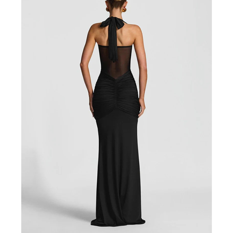 Amara | Women’s Open Back Halter Neck Maxi Dress