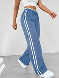 Ameena | Women's Striped Straight Leg Drawstring Trousers
