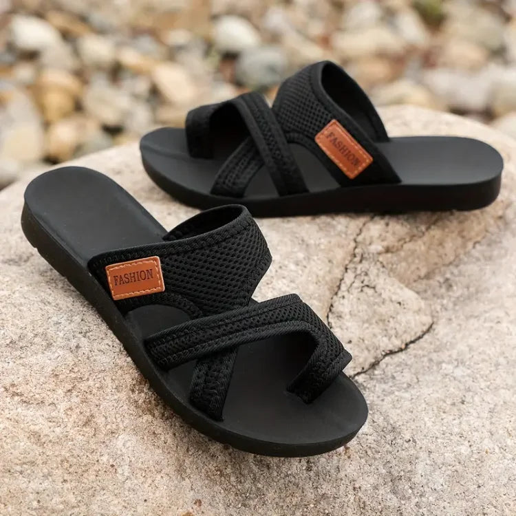Amina | Women's Open Toe Slip On Criss Cross Strap Sandals