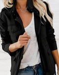 Amiya | Women's Front Pocket Zip Up Long Sleeve Utility Jacket