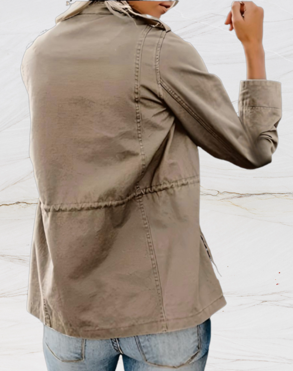 Amiya | Women's Front Pocket Zip Up Long Sleeve Utility Jacket