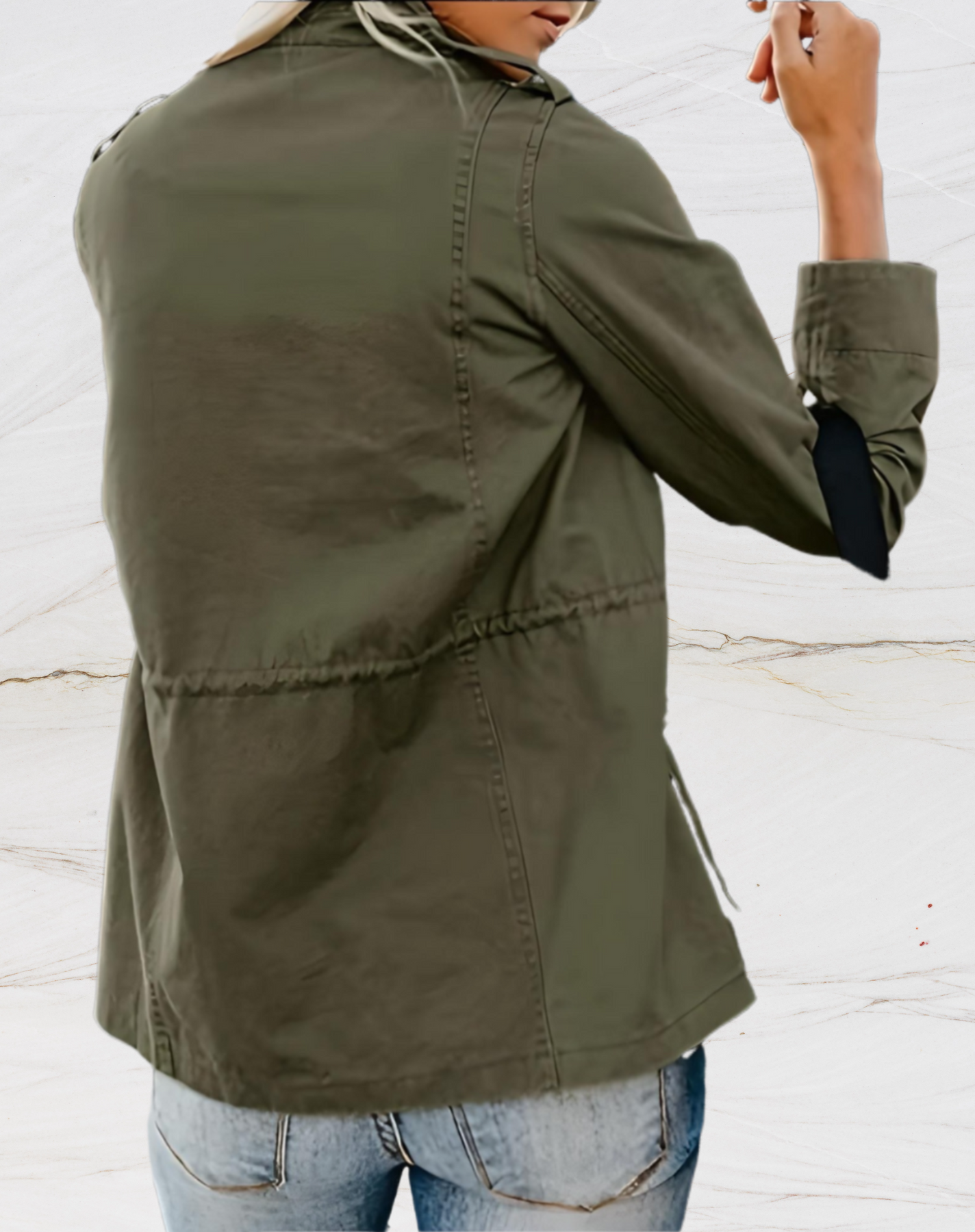Amiya | Women's Front Pocket Zip Up Long Sleeve Utility Jacket