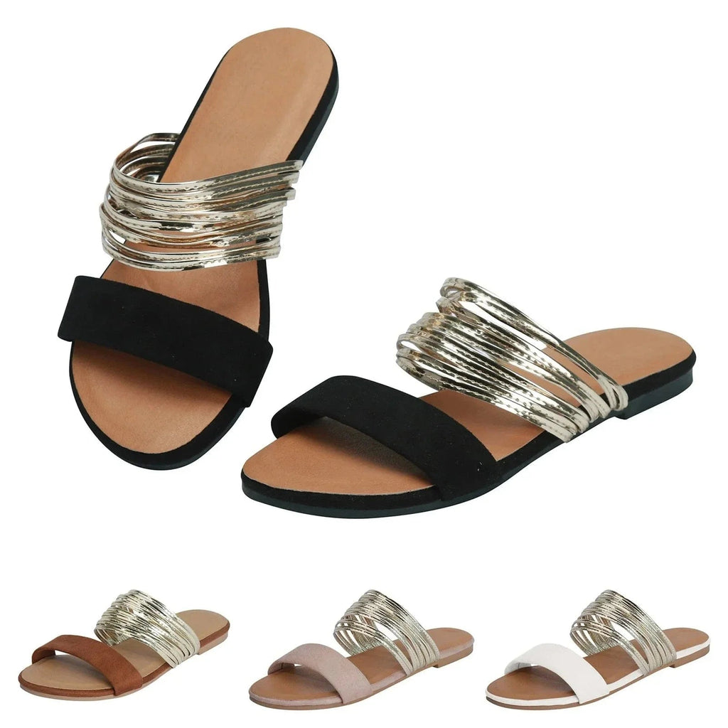 Amoret | Women's Slip-On Open Toe Round Toe Summer Slides