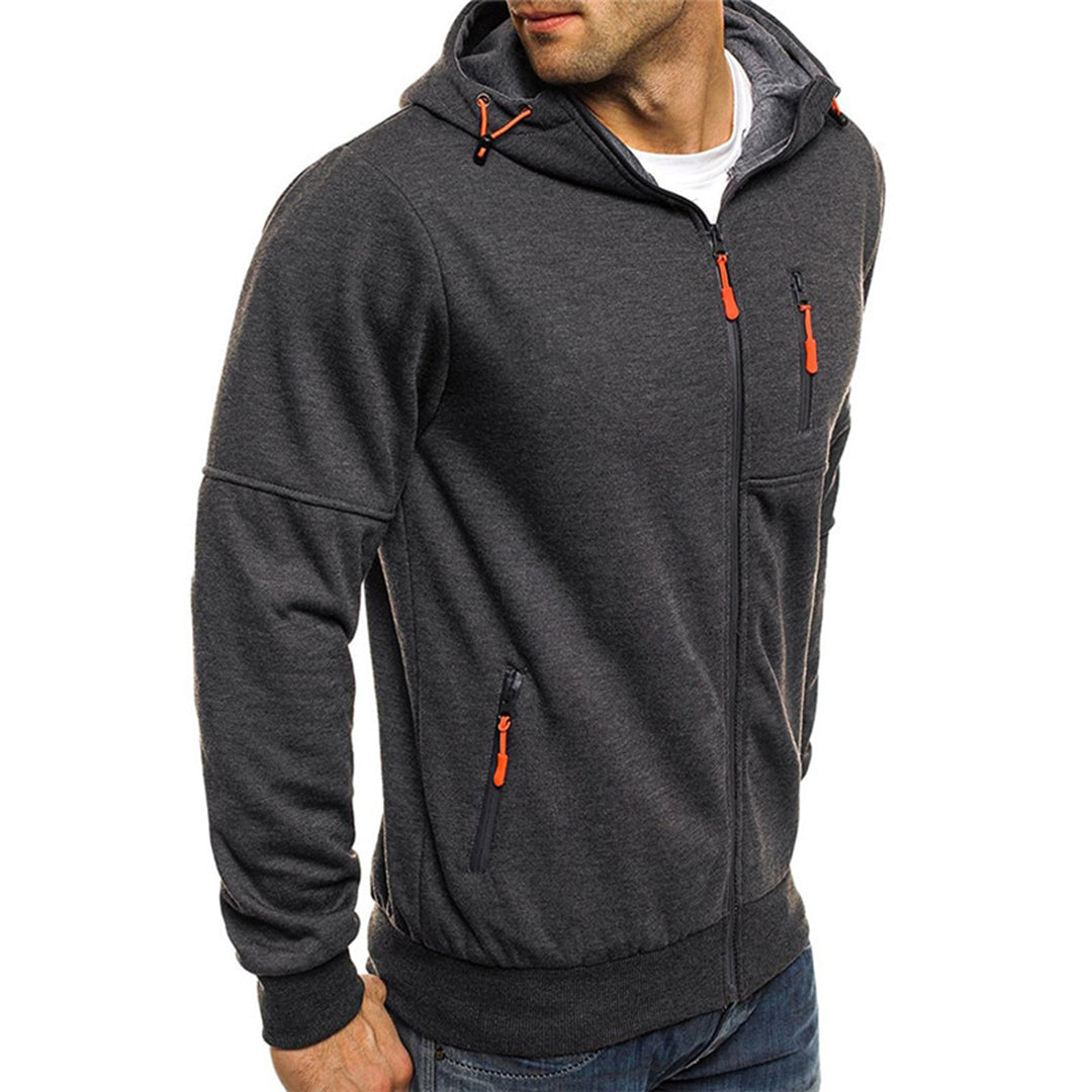 Amorita | Men's Drawstring Zip Front Long Sleeve Hoodie