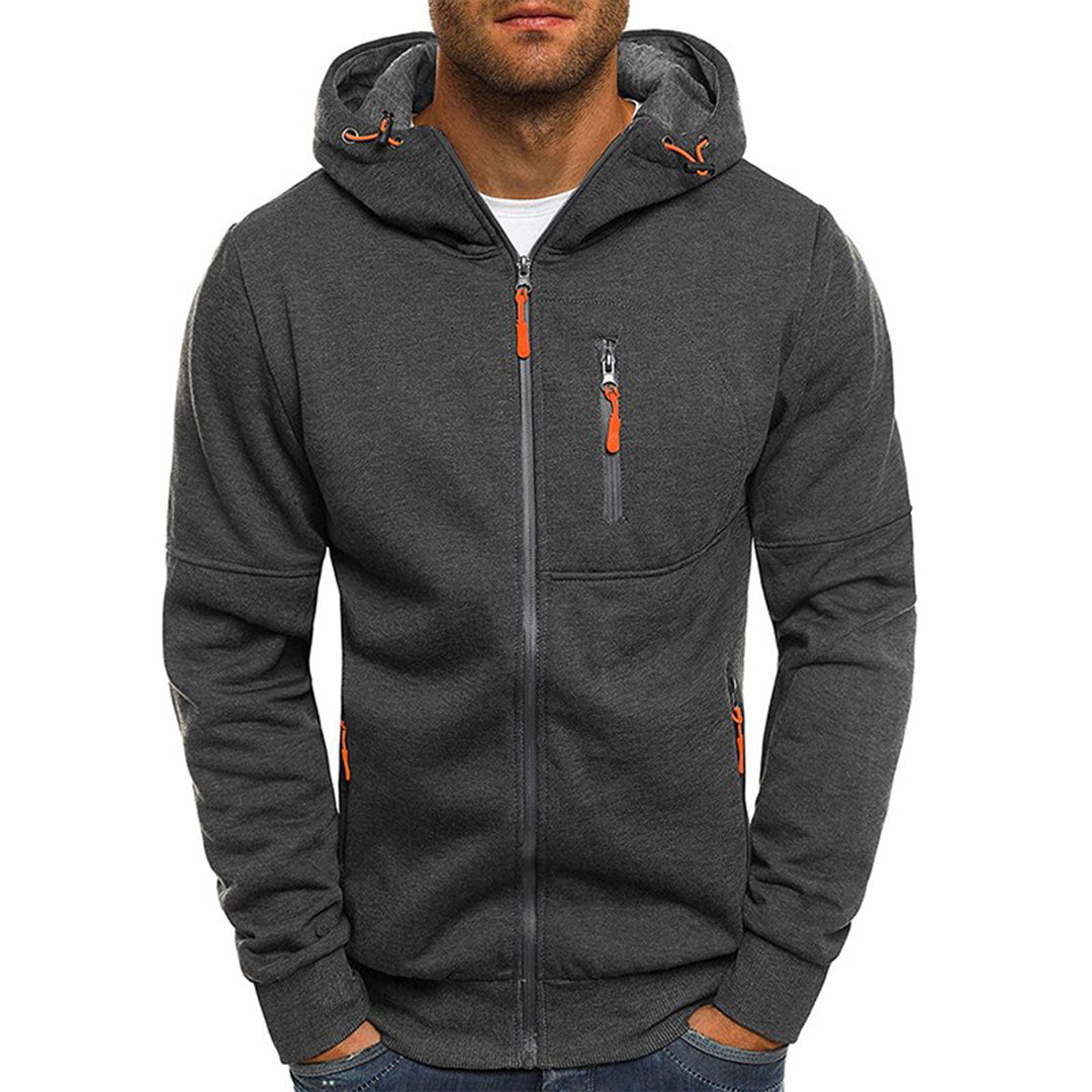 Amorita | Men's Drawstring Zip Front Long Sleeve Hoodie