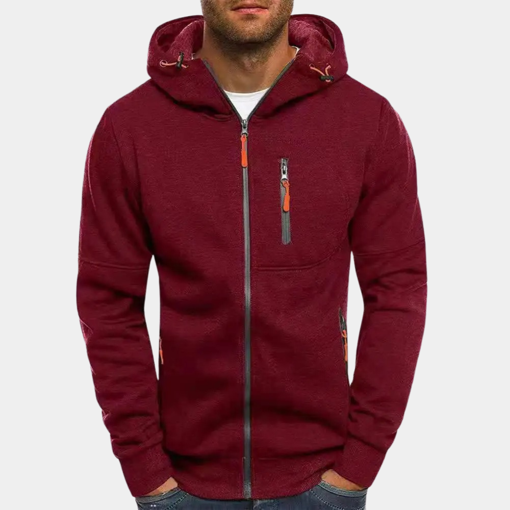 Amorita | Men's Drawstring Zip Front Long Sleeve Hoodie