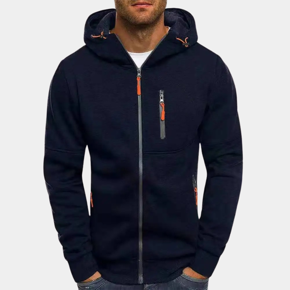 Amorita | Men's Drawstring Zip Front Long Sleeve Hoodie