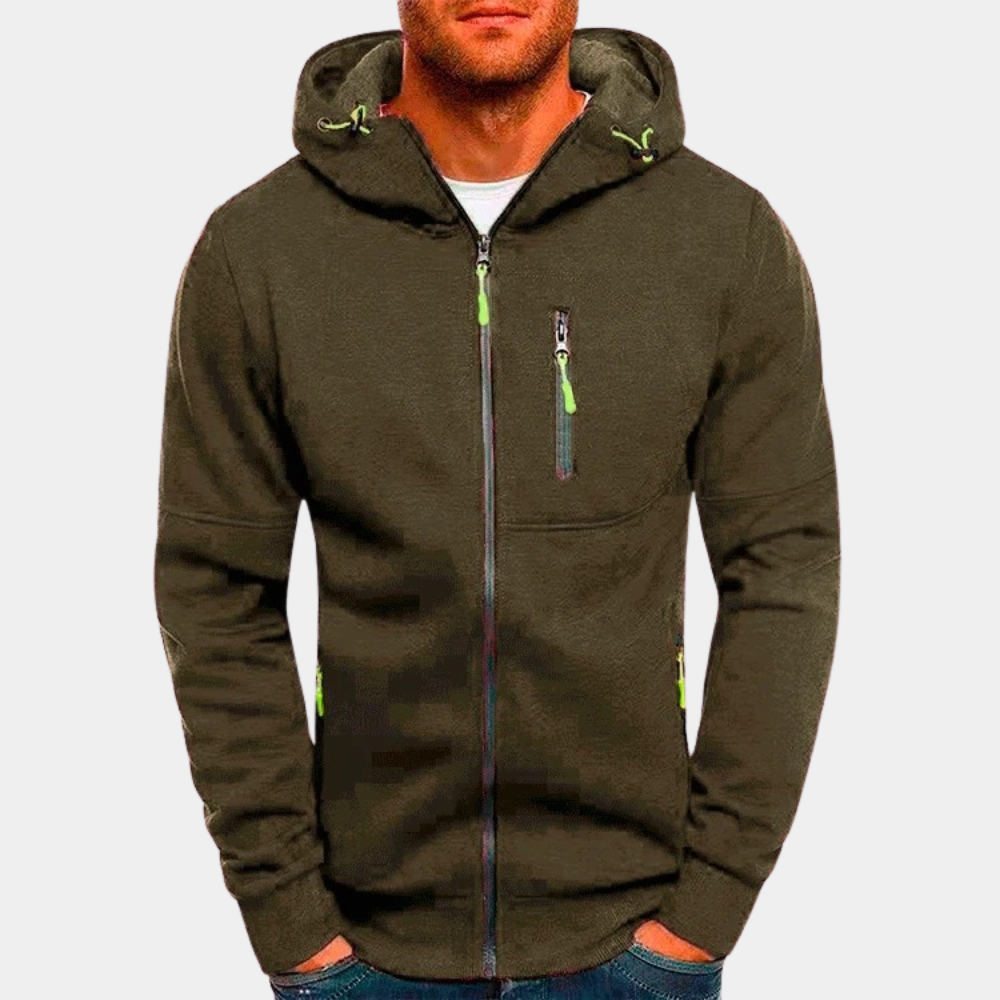 Amorita | Men's Drawstring Zip Front Long Sleeve Hoodie