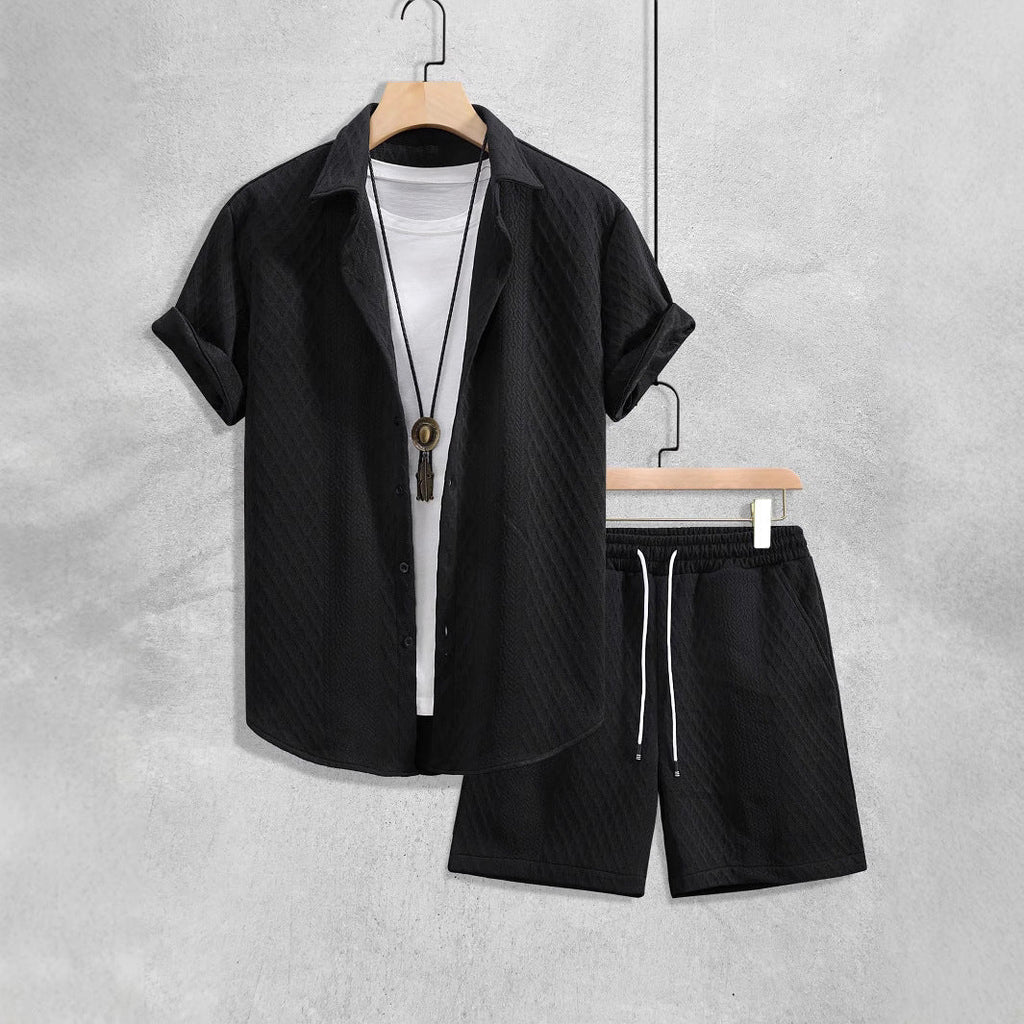 Amos | Men’s Textured Short Sleeve Two Piece Matching Set