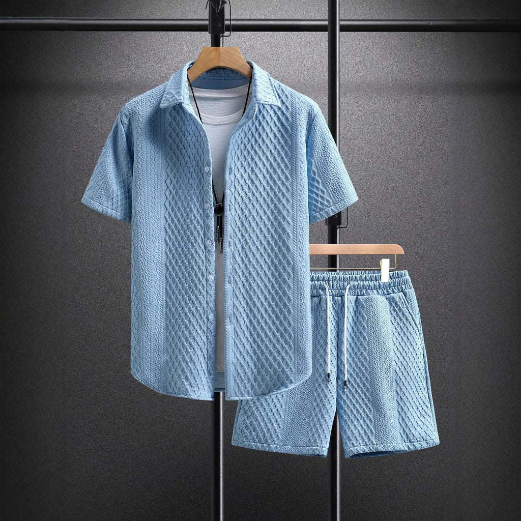Amos | Men’s Textured Short Sleeve Two Piece Matching Set