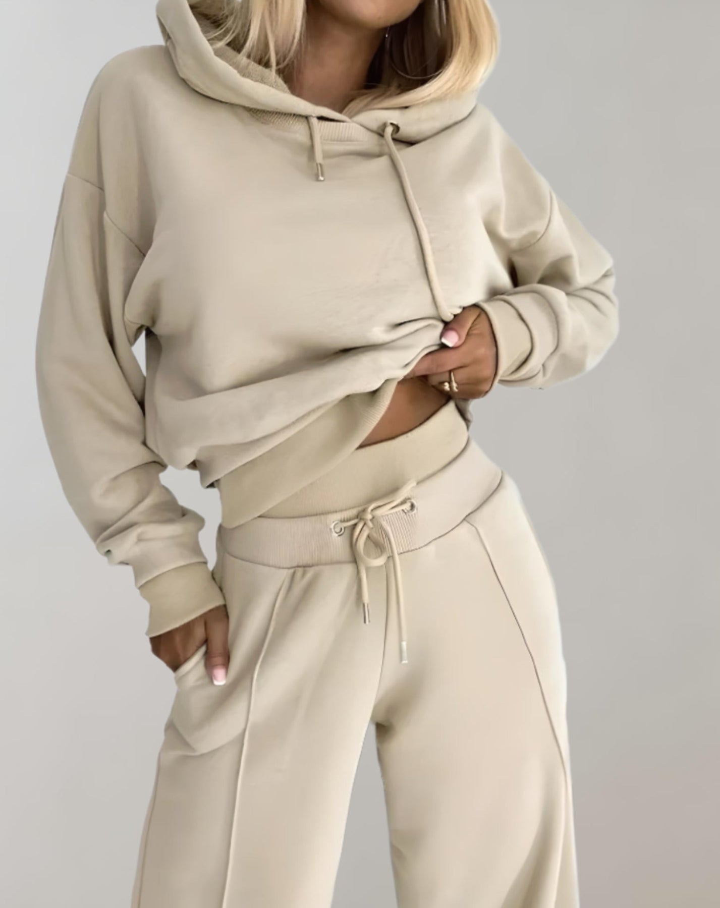 Amparo | Women's Wide Leg Drawstring Long Sleeve Two Piece Set