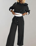 Amparo | Women's Wide Leg Drawstring Long Sleeve Two Piece Set