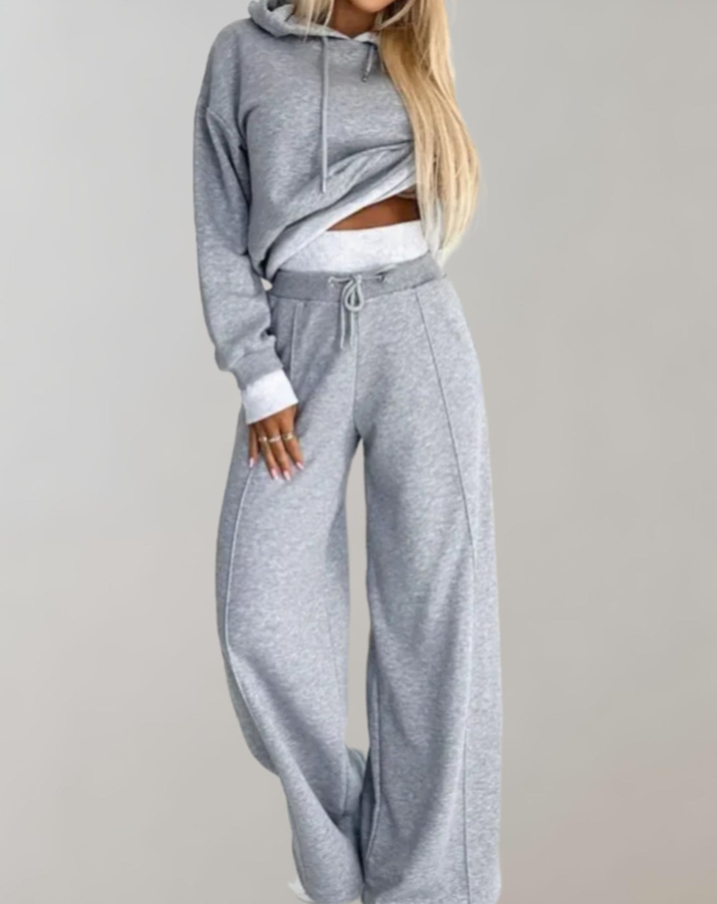 Amparo | Women's Wide Leg Drawstring Long Sleeve Two Piece Set