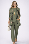 Amya | Women's Printed Round Neck Long Sleeve Three Piece Set