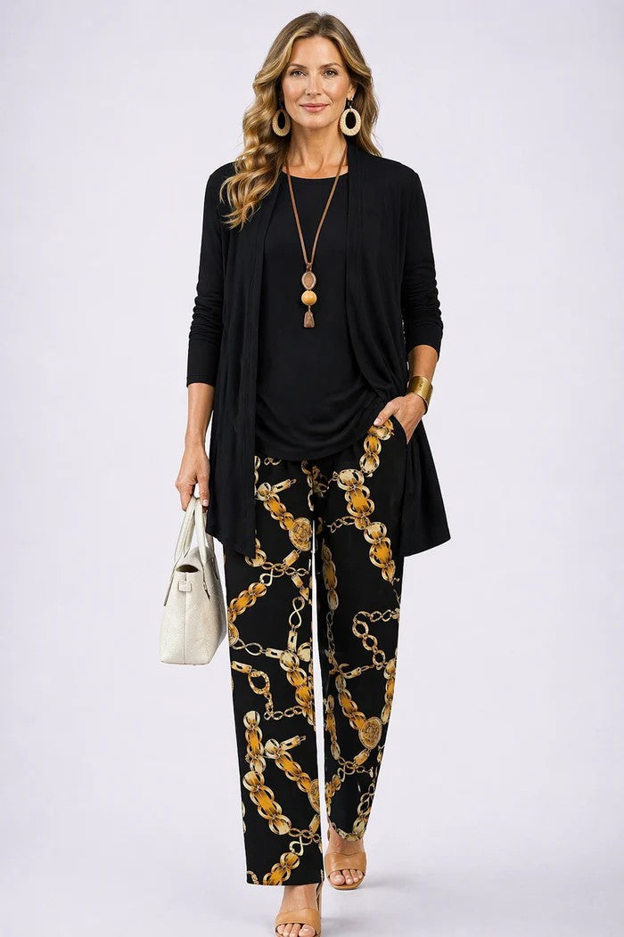 Amya | Women's Printed Round Neck Long Sleeve Three Piece Set